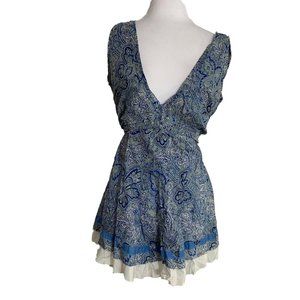 Penelope Medium Blue Paisley Sleeveless Top